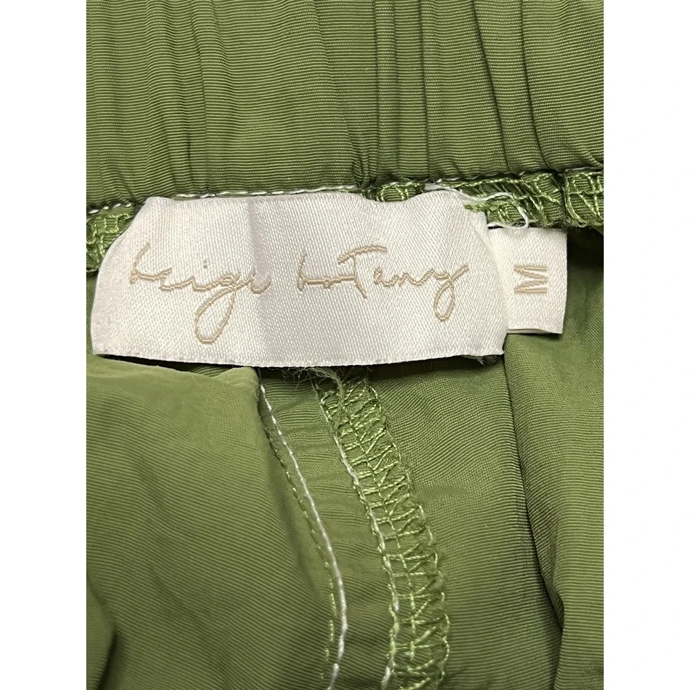 Beige‎ Botany Cargo Pants Medium Green Nylon Parachute Jogger Drawstring Hem